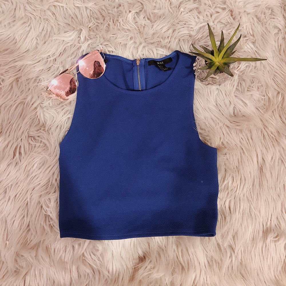 Royals Blue zipper down crop top